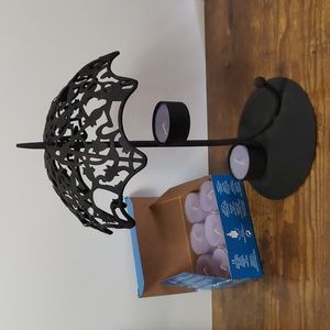 Wrought Iron Umbrella & Tealight Candles
